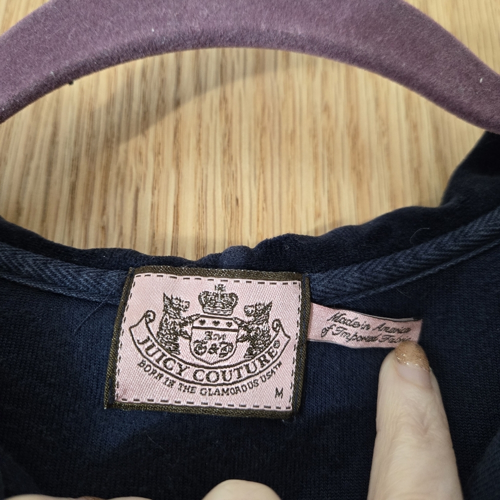 Juicy Couture Navy Velour Blue zip up hoodie track suit jacket - Picture 5 of 7